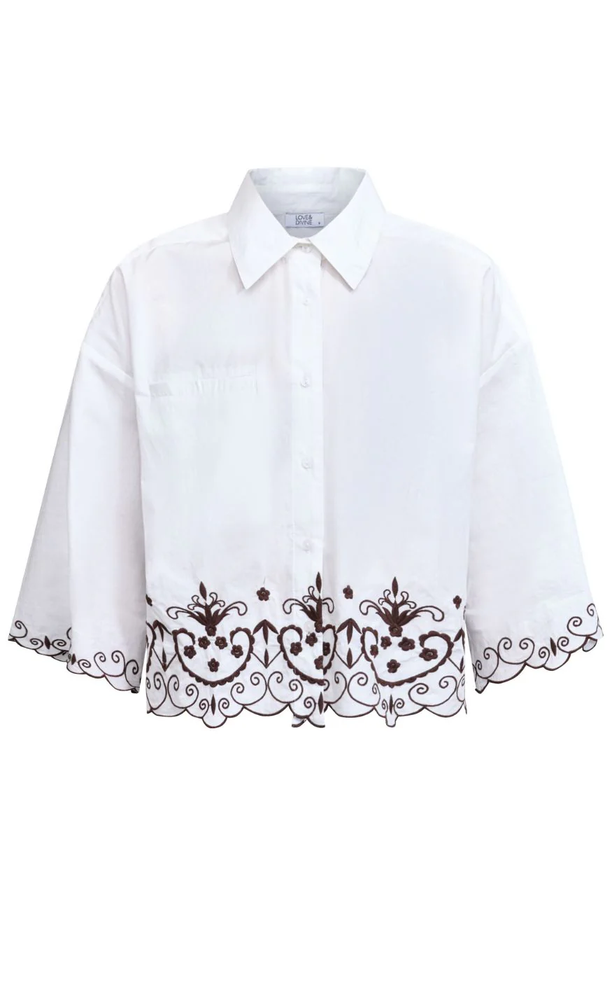 Love & Divine Skjorte - Love1546 - White/Brown - Image 2